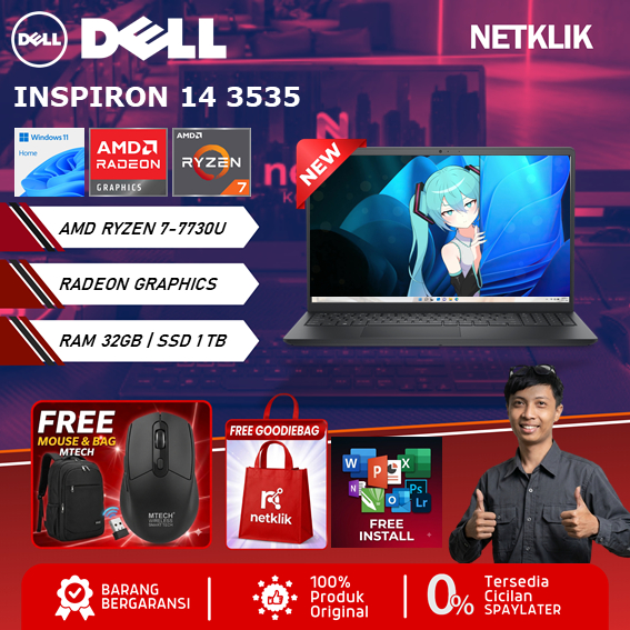 Laptop DELL Inspiron 15 3535 AMD Ryzen 7 7730U 32GB 1TB SSD 15.6 FHD Touchscreen