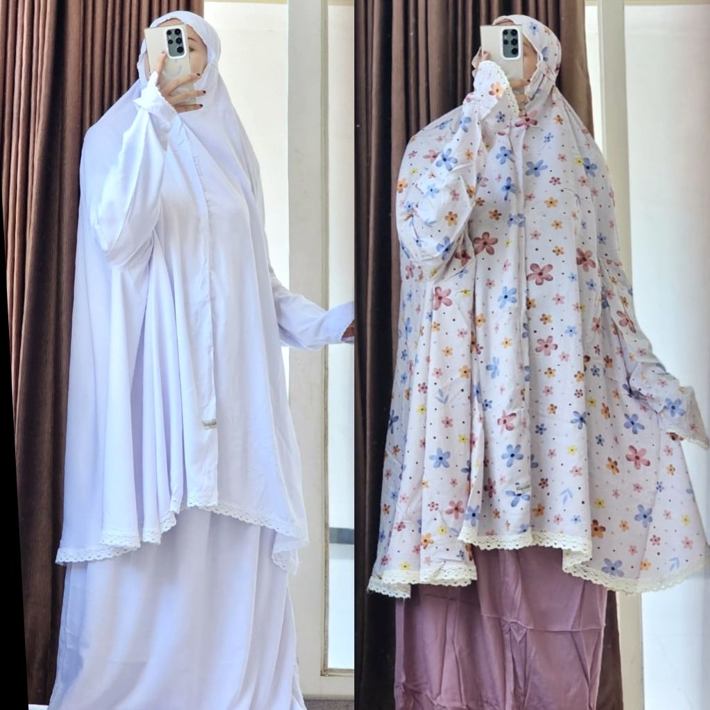 mukena atas bawah berlengan adawiyah/mukena adawiyah/mukena dewasa/mukena terbaru/mukena renda/muken