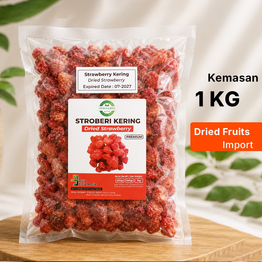 Dried Strawberry Import  Premium 1 Kg -  Buah Stroberi Kering