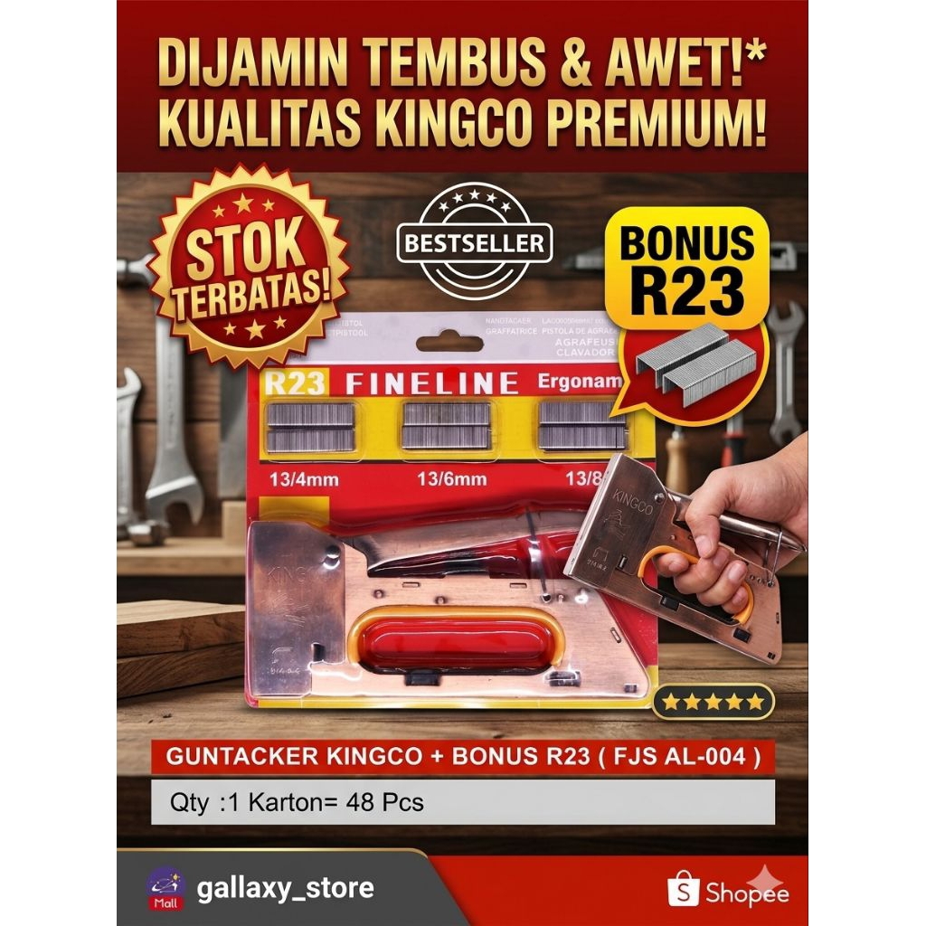 Kingco Guntacker Stapler Tembak Besi Heavy Duty 3-in-1 / Staples Tembak Jok & Kayu