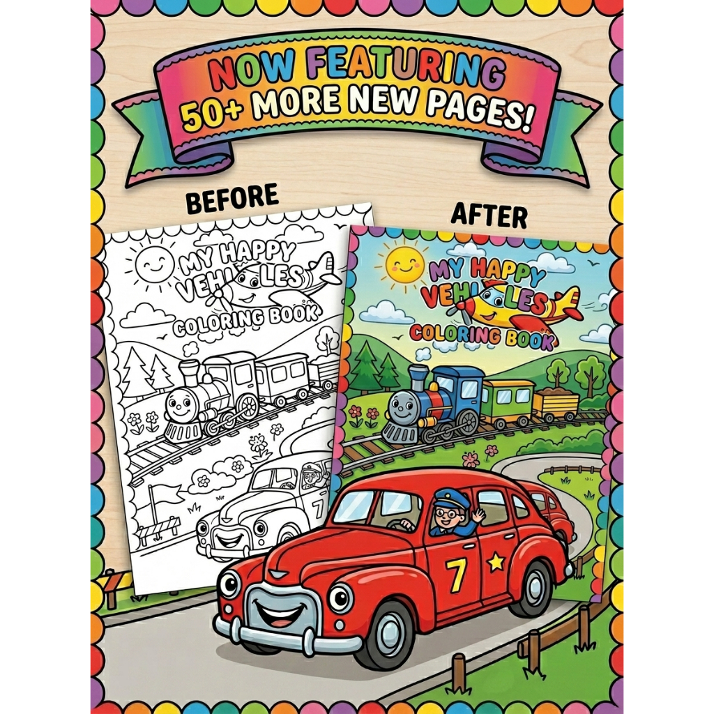 Lembar Mewarnai  50+ Halaman Transportasi Lucu Kendaran Darat Laut Udara | Coloring Worksheet Transp