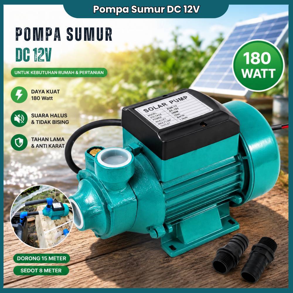 Pompa Air DC 12V Panel Surya - Pompa Sumur Solar Panel Alat Sedot Air Sawah Irigasi Pertanian Mesin 