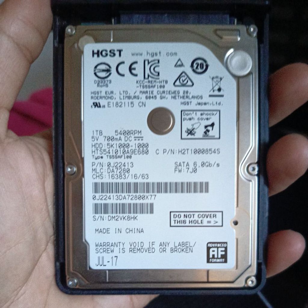 Hardisk Laptop 1 TB slim hdd Second Bekas Copotan 2,5 inch merk hgst
