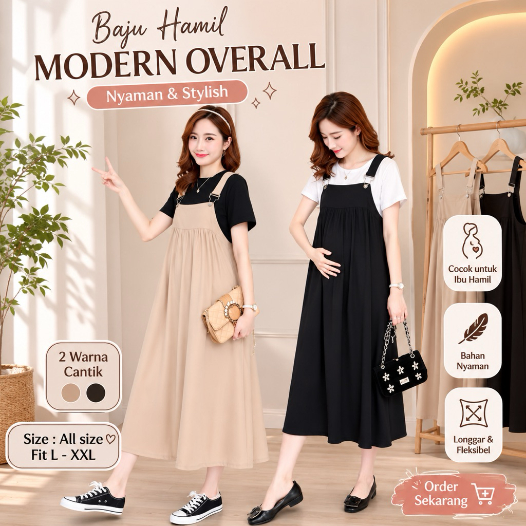BAJU HAMIL MODERN OVERALL BUMIL XAE BAJU IBU HAMIL PAKAIAN BUMIL DRESS HAMIL MURAH KEKINIAN COD