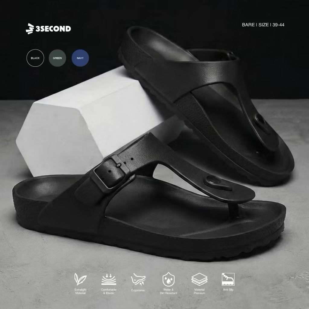Sandal Jepit Karet Pria Sandal 3Second Cowok Sandal brand
