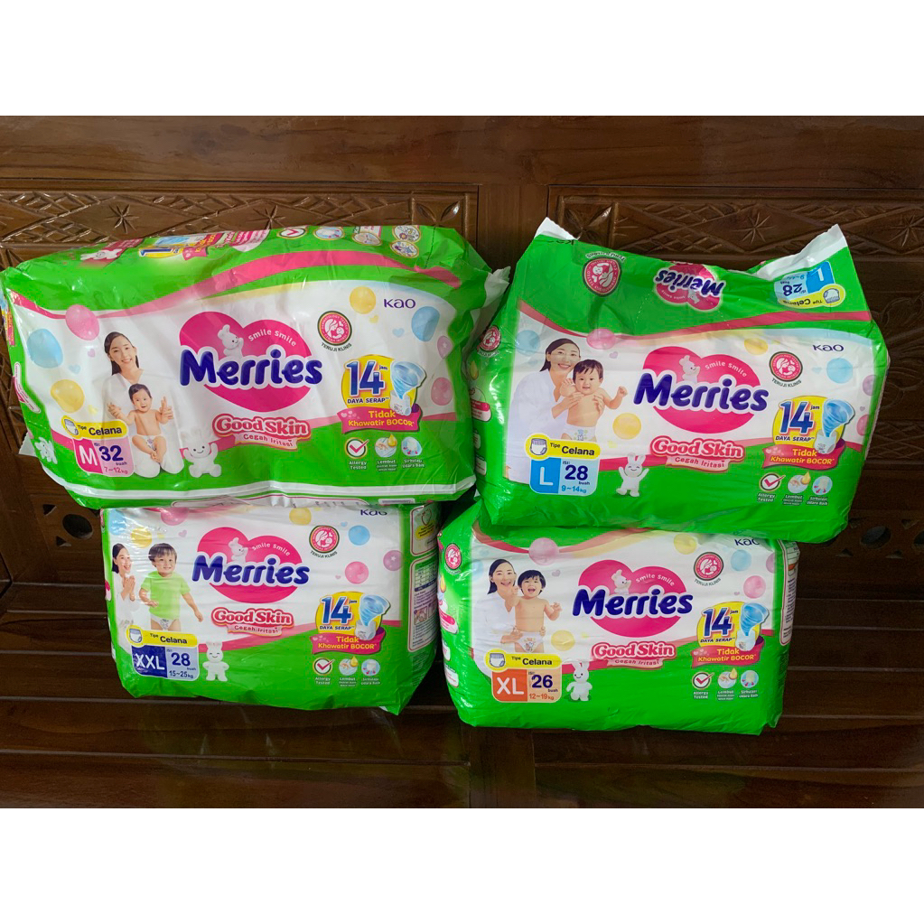 PAMPERS MERRIES M32/L28/XL26/XXL24