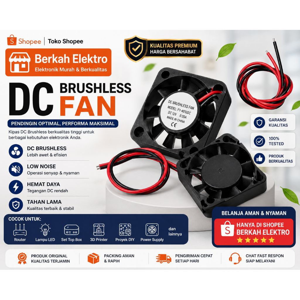 FAN DC 12V 4CM / FAN 4CM 5v 12v 24v DC / KIPAS 4 cm 12 Volt