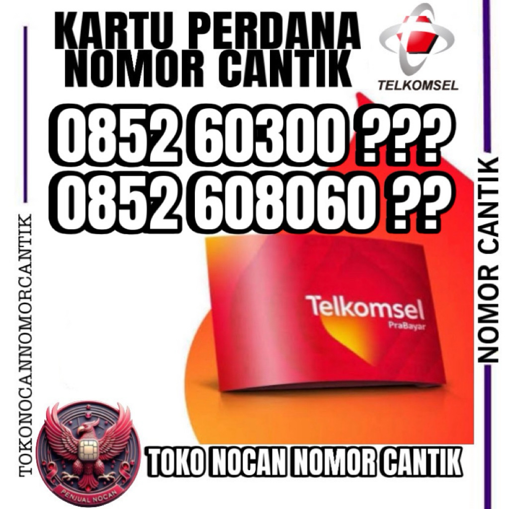 KARTU PERDANA NOMOR CANTIK TELKOMSEL SERI 0852 TENGAH 60 300 ??? & 609060 ??