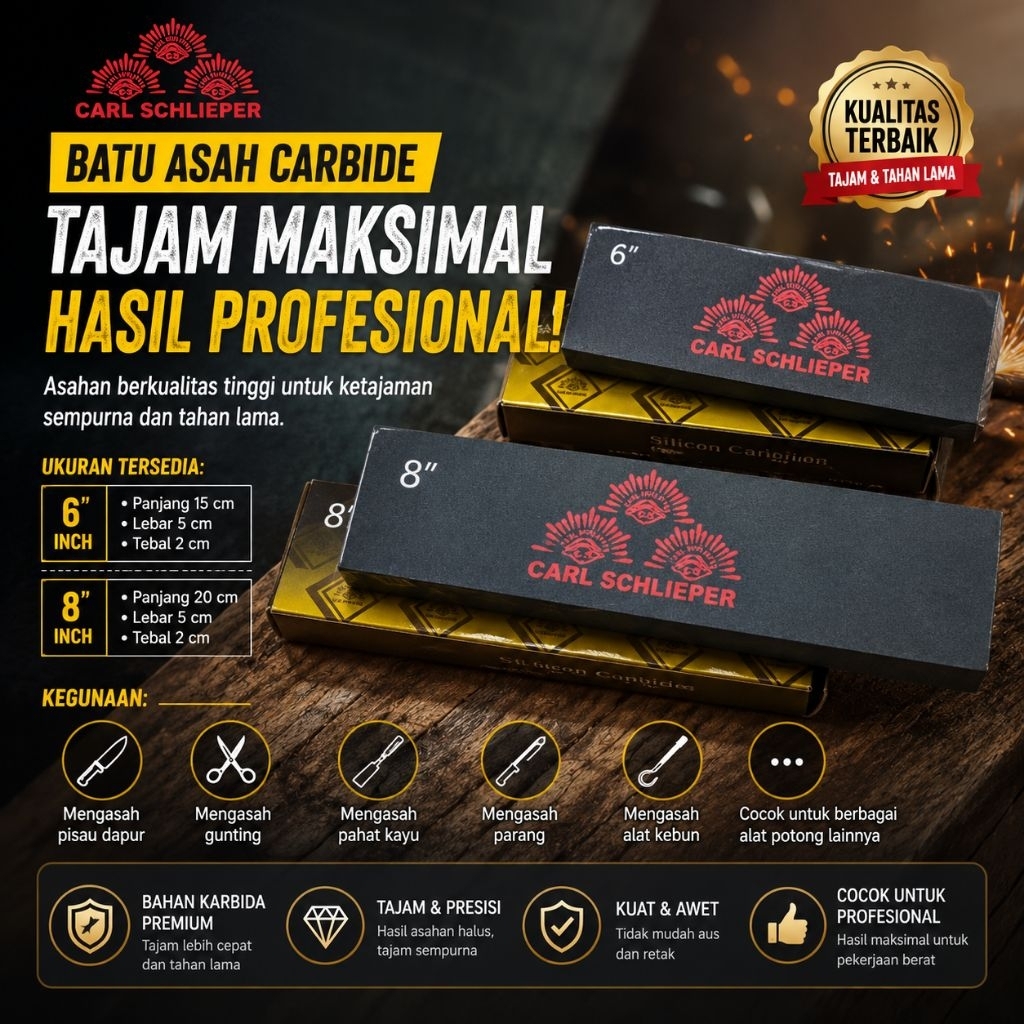 BATU ASAH HITAM 8" INCH, BATU ASAHAN PISAU, GOLOK