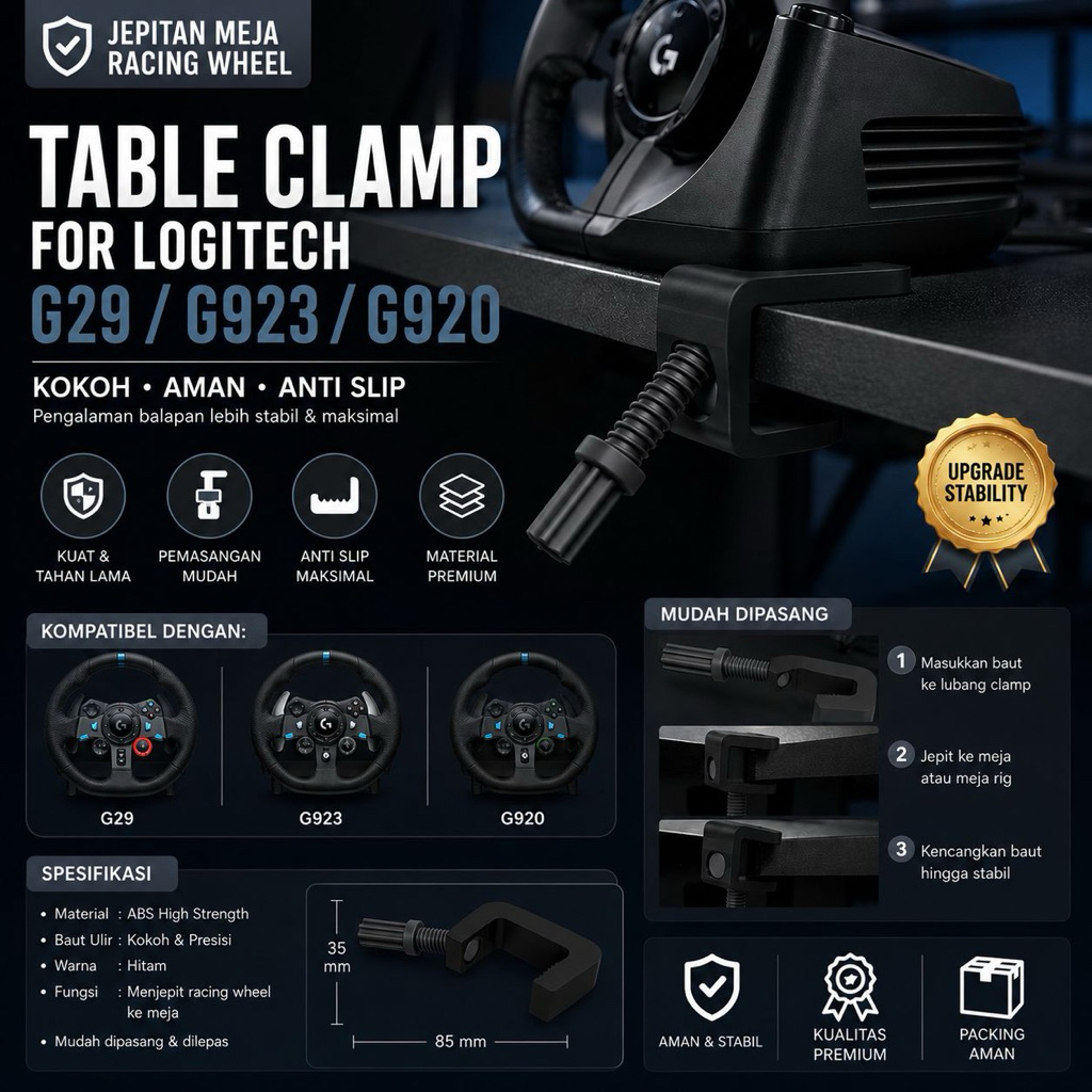 Bracket logitech g29/g923/g920 steering wheel