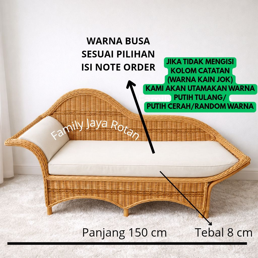 Sofabanch lige rotan lengkap dengan jok busa duduk dewasa minimalis/Kursi sofa lige/Sofabed lige