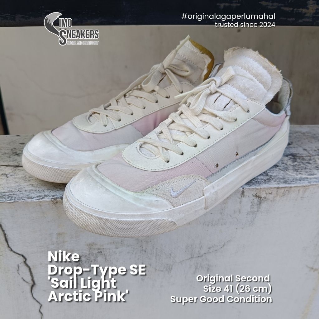 Nike Drop-Type SE Pink Putih Sepatu Sneakers Original Size 41