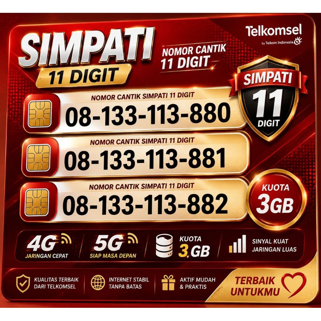 kartu perdana nomor cantik simpati 11 digit
