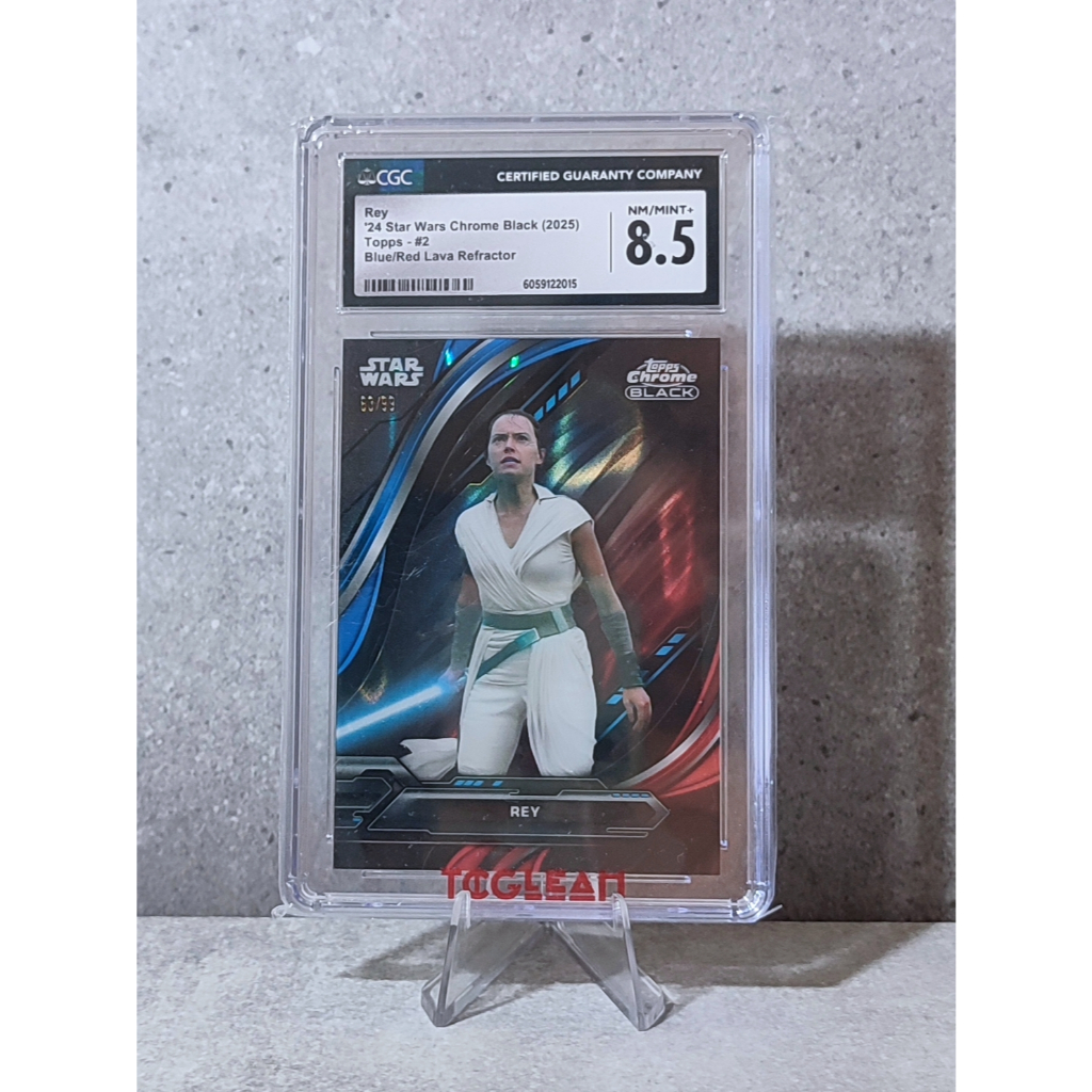 2024 Topps Chrome Black Star Wars Blue/Red Lava Refractor #2 CGC 8.5 (Numbered /99) - Rey