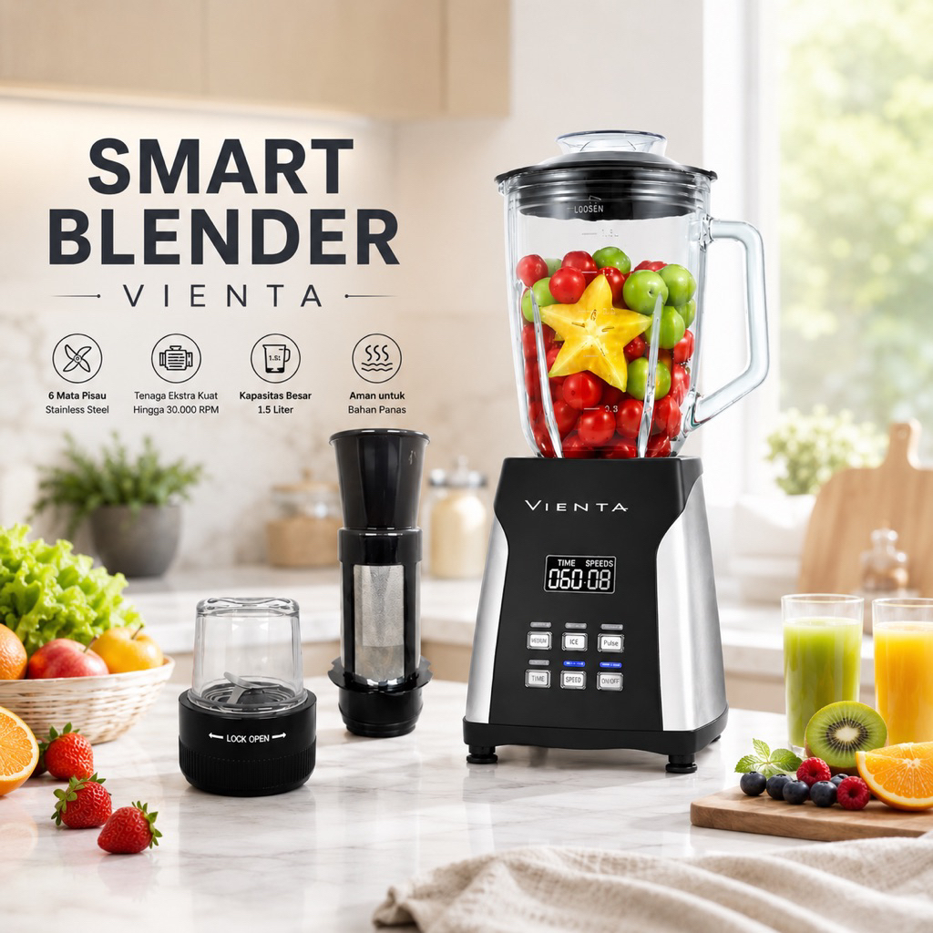 [CUCI GUDANG] Vienta x BlueGaz Smart Blender Digital BLD-V-628B Blender Kaca 1.5L