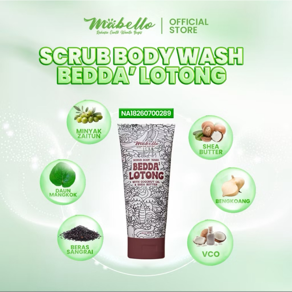[PEJUANG RECEH] MABELLO Scrub Body Wash 200ml - Sabun Mandi Cair Untuk Mengangkat Sel Kulit Mati, Me