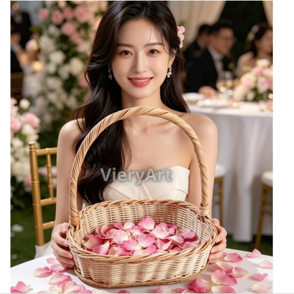 KERANJANG ROTAN OVAL TABUR BUNGA WEDDING PERNIKAHAN KRANJANG MULTIFUNGSI