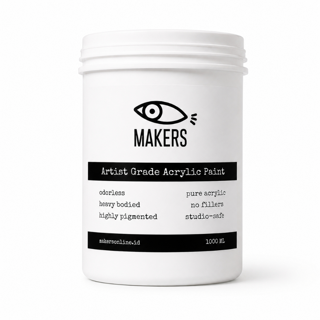 Basic White Acrylic Paint 1000 ml by MAKERS PAINT INDONESIA cat akrilik putih