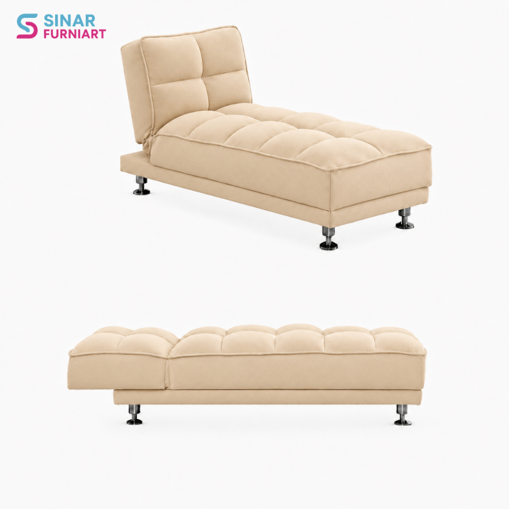 Sofa Malas Single Kanvas Mocca Kursi Tidur Santai Minimalis Empuk