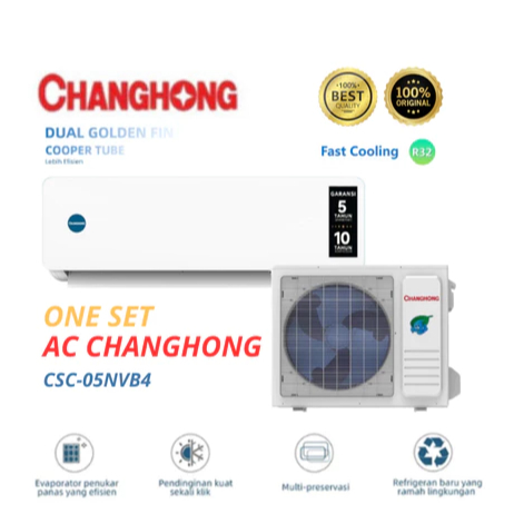 AC CHANGHONG CSC-05NVB4 AC SPLIT 1/2 PK PLASMA ONE SET (INDOOR + OUTDOOR) BARU