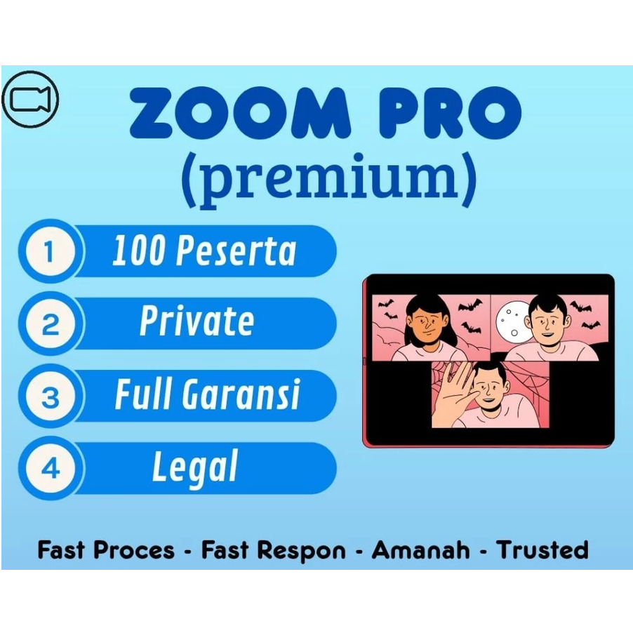 Zoom Pro Unlimited 100 Peserta 14 Hari Private Full Garansi 100%