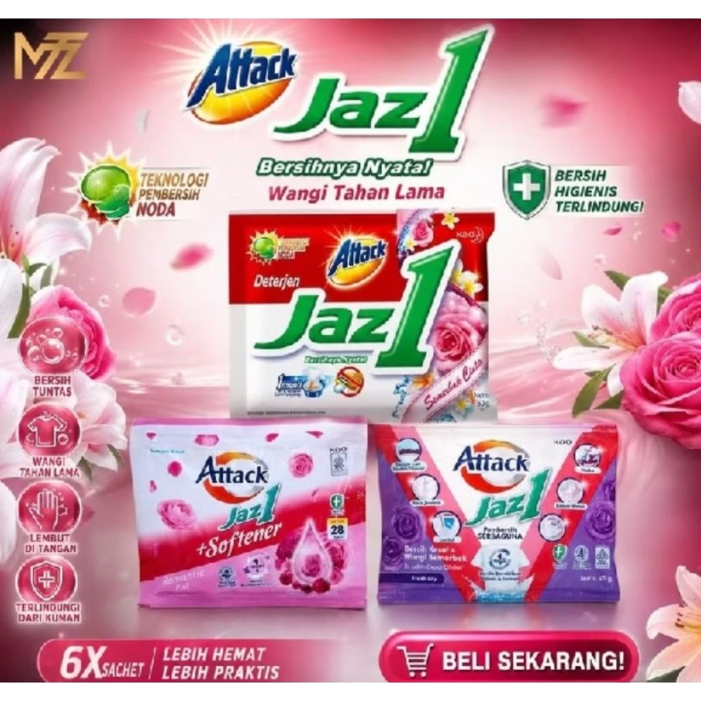 Jazz 1 Attack Deterjen  bubuk isi 18  sachet random