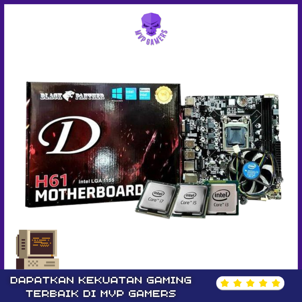 Paket Motherboard H61 dan Processor Intel Core i5 3470 LGA 1155 Bundling Mainboard H61M CPU Gen 3 Mu