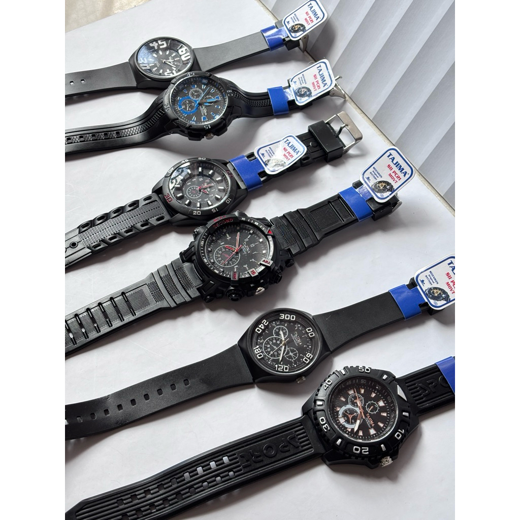 Jam Tangan Tajima sport Pria/Wanita Analog Tali Rubber Tahan air Water Resistant