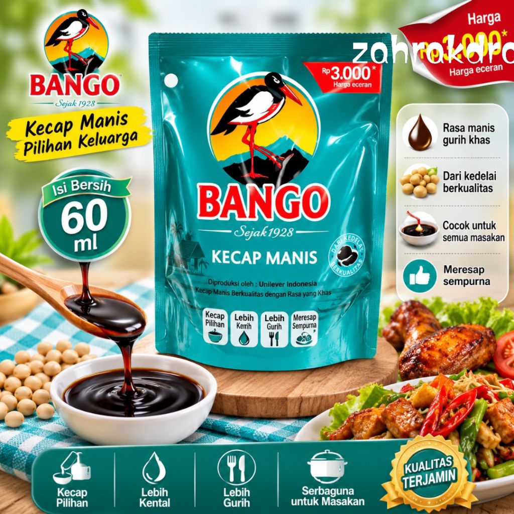 [1Pcs] Kecap Bango 3000an 60ml | kecap Bango sachet reffil murah ekonomis | zahrakdrols