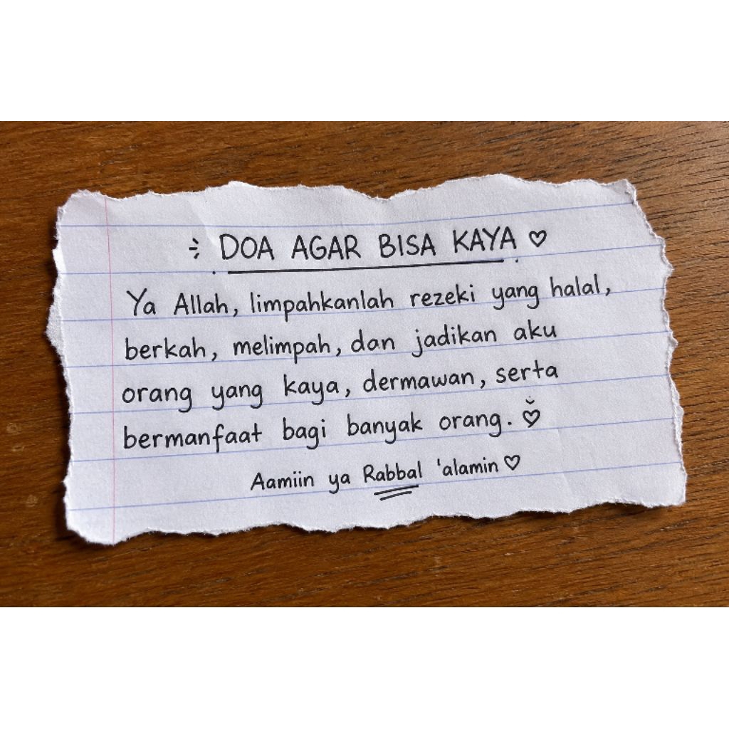 Kertas Doa Agar Segera Kaya