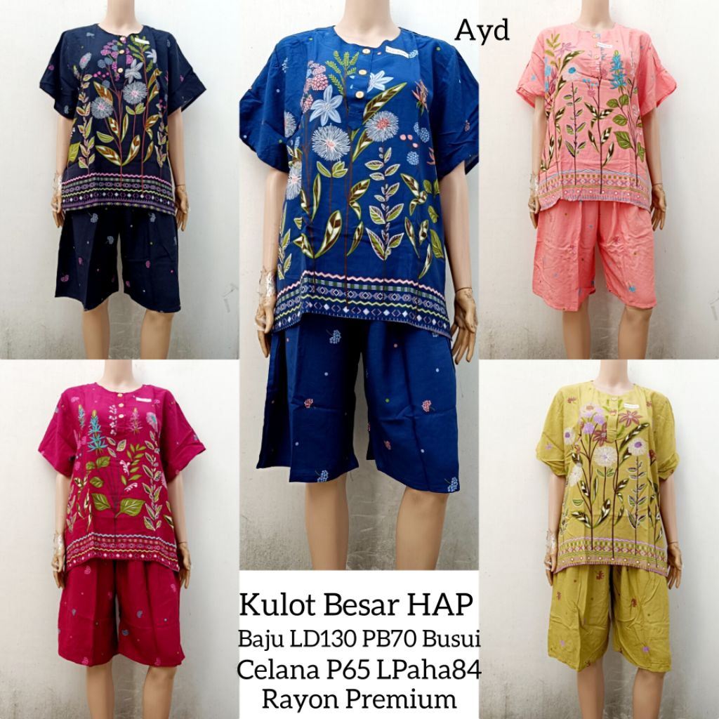 Setelan baby doll jumbo hap baju tidur piyama kulot besar  bu tedjo rayon
