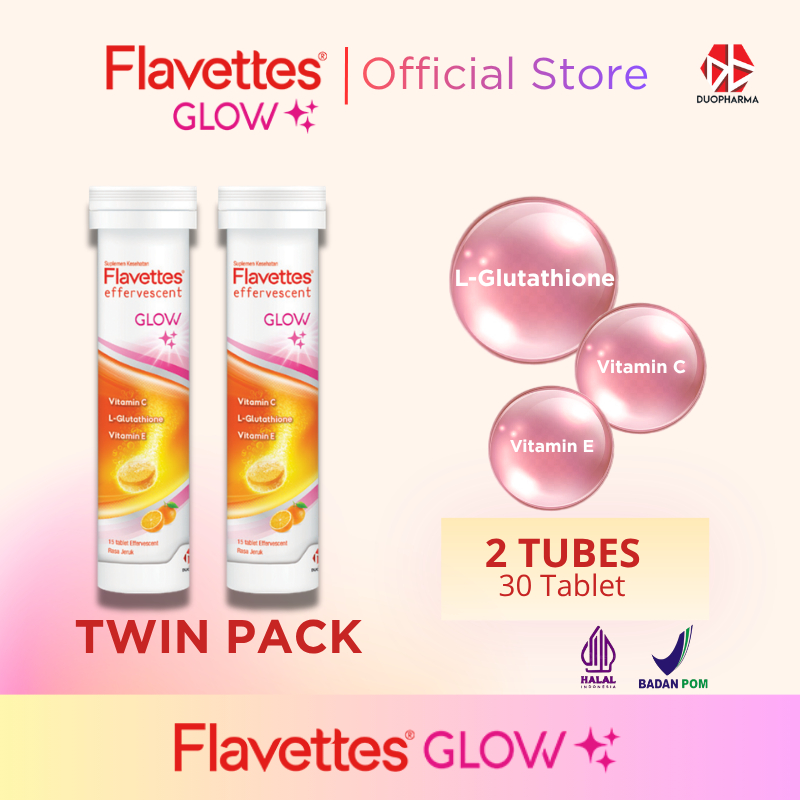 DUOCARE - [TWIN PACK] Flavettes Effervescent Glow (15's x 2 tubes) - Suplemen mencerahkan Kulit deng