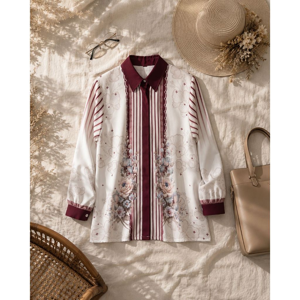 Kemeja Amohera Twill Luxe - Atasan Wanita Remaja Dewasa By Es-Ha Scarf