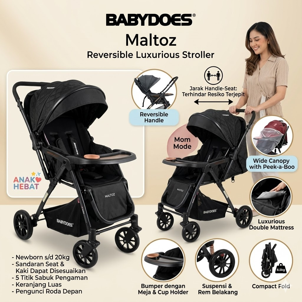 Babydoes Maltoz Reversible Luxurious Stroller/Bisa Menghadap Ibu