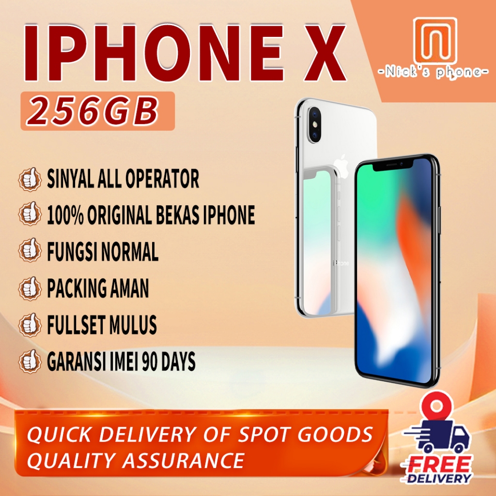 iPhone X 256GB Second/Bekas Original100% EX-INTER 6.1"OLED-Ori Fullset Mulus Normal Like New Phone
