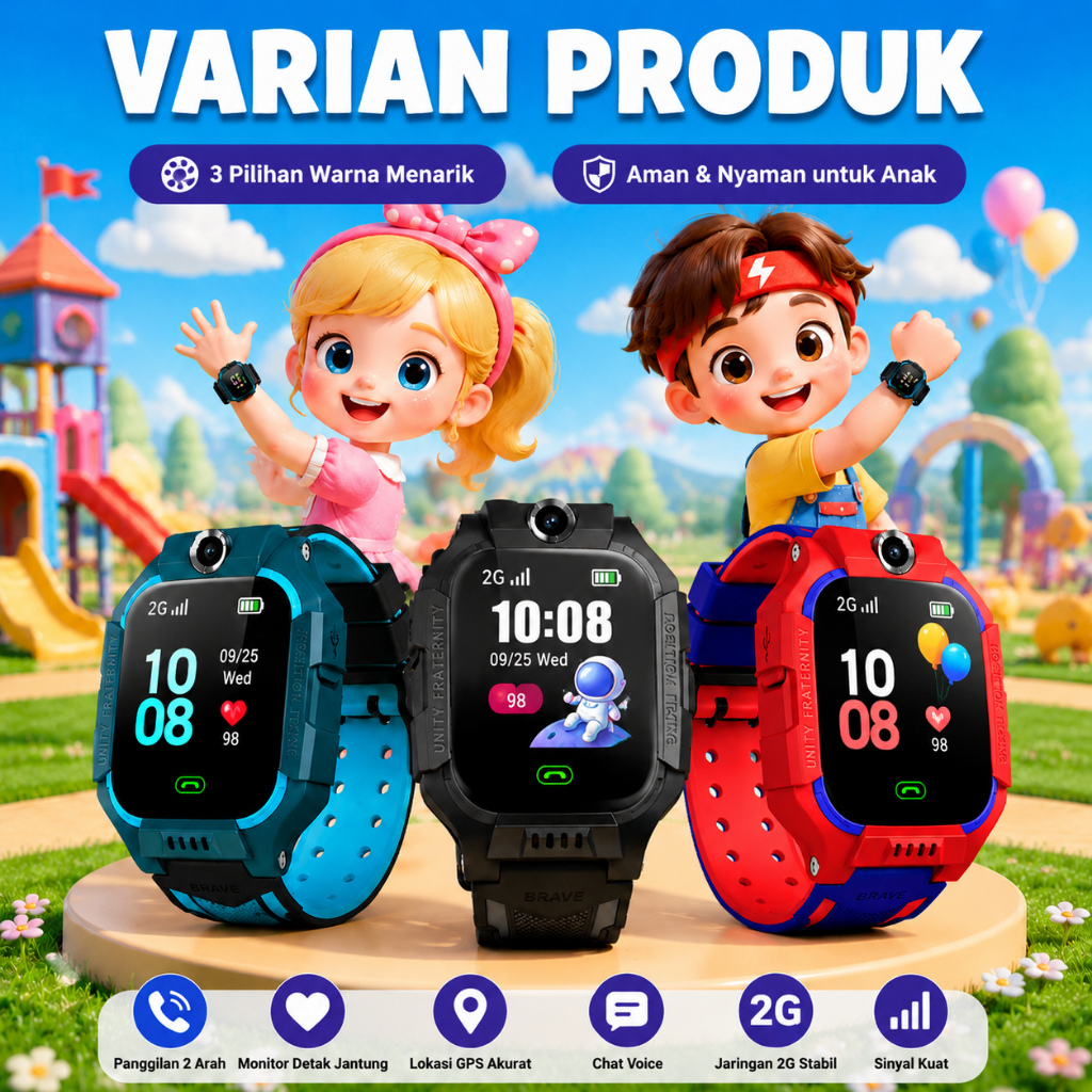 kids Smartwatch Jam anak telepon anak Gps Digital Smartwatch anak Waterproof IP67 Anti Air VC Bisa d
