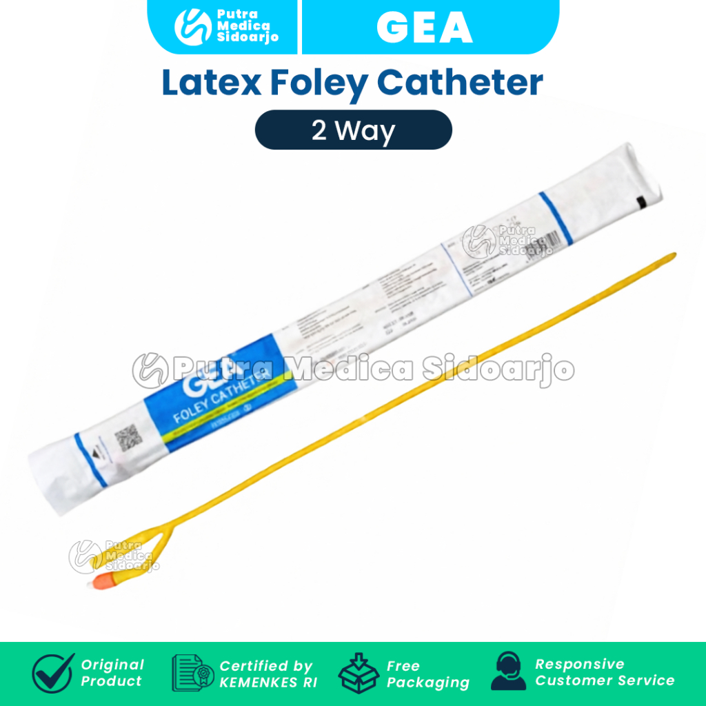 Gea Foley Catheter Silicone Coated Latex 2 Way 16FR - 1pc / Selang Kencing Urin Silikon Folley Katet