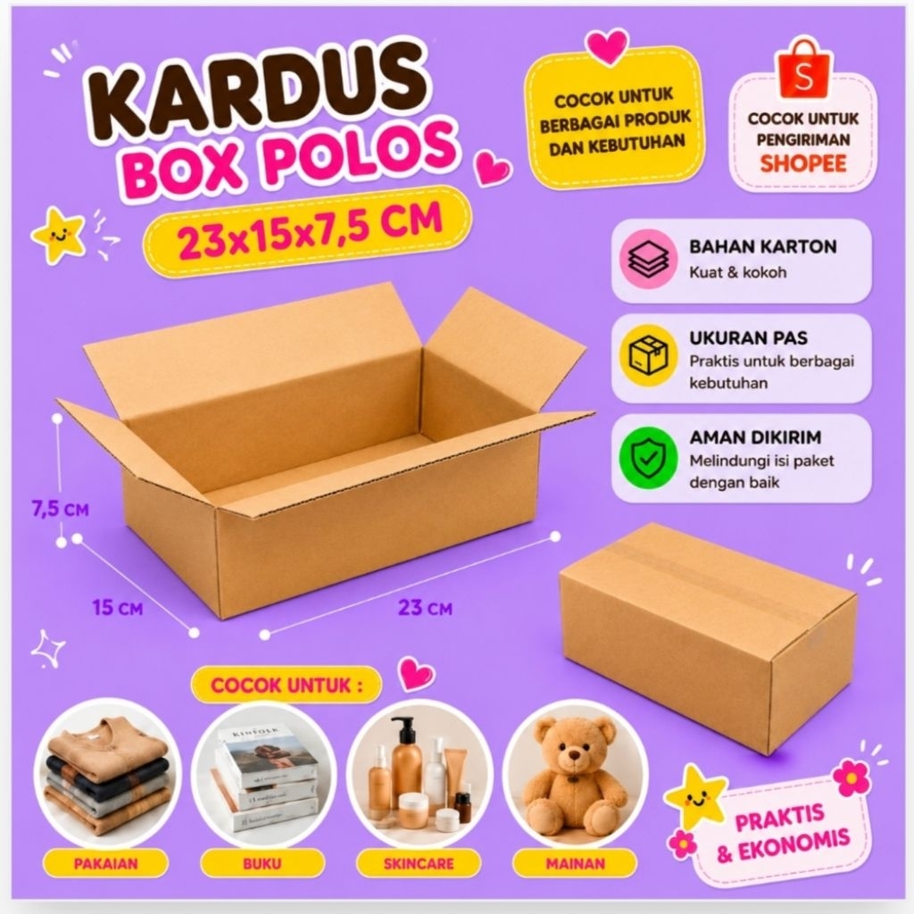 Kardus BOX POLOS 23x15x7,5