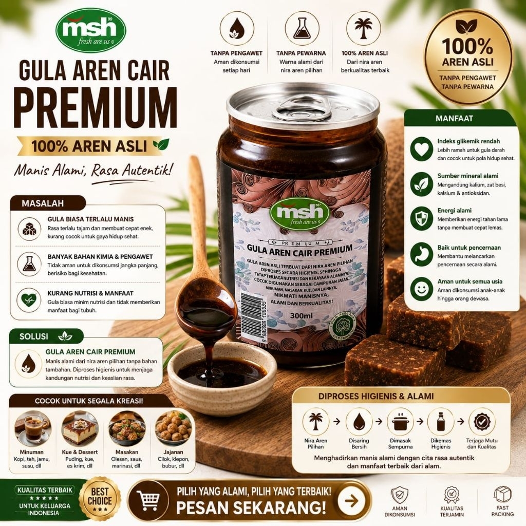 Gula Aren Cair Premium 300ml , Gula Aren Cair Murni , Gula Aren Cair Asli