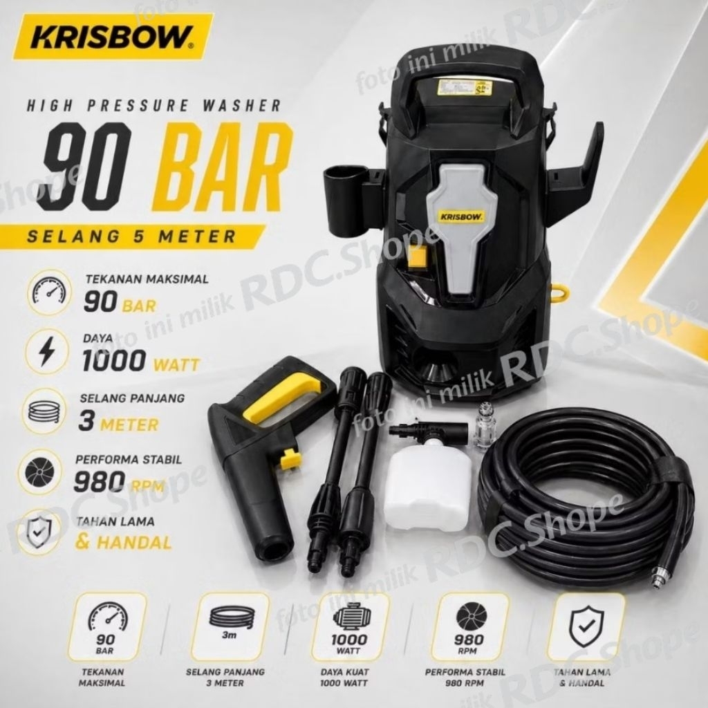 ORIGINAL KRISBOW HIGH PRESSURE CLEANER 90 & 100 BAR / HIGH PRESSURE 90 BAR / HIGH PRESSURE 100BAR / 