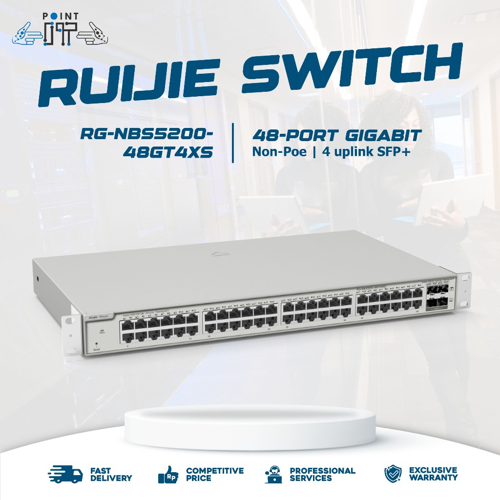 Ruijie RG-NBS5200-48GT4XS, 48-port Gigabit Layer 3 Non-PoE Switch, 4 SFP+ Uplink