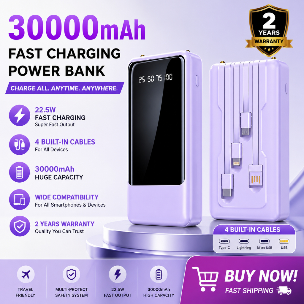 WANKEI LENTIVEN Powerbank 30000 mAh Mini with Fast Charging LUOMA