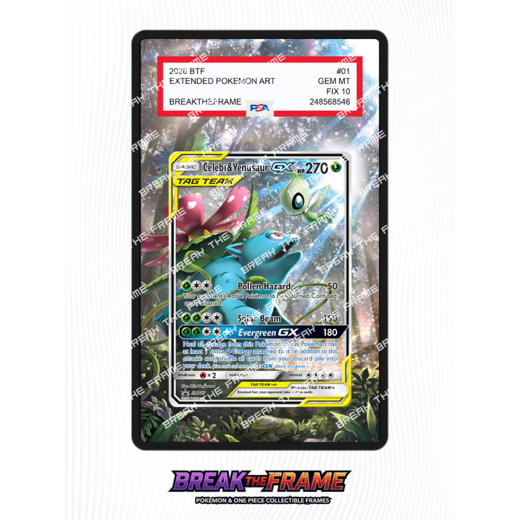 Celebi & Venusaur GX - Sun & Moon Promos #167 - Extended Art Pokemon TCG for Slab Guard / Slab Sleev