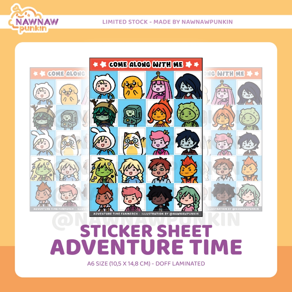 [Adventure Time Fanmerch] Adventure Time Pin Sticker Sheet