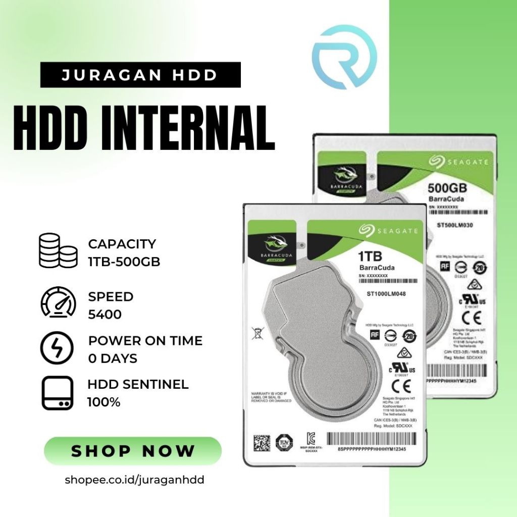 Hardisk Laptop 1TB/500GB Seagate BarraCuda Hdd Internal 2.5" Slim SATA Baru 0 Days HDD For Laptop PS