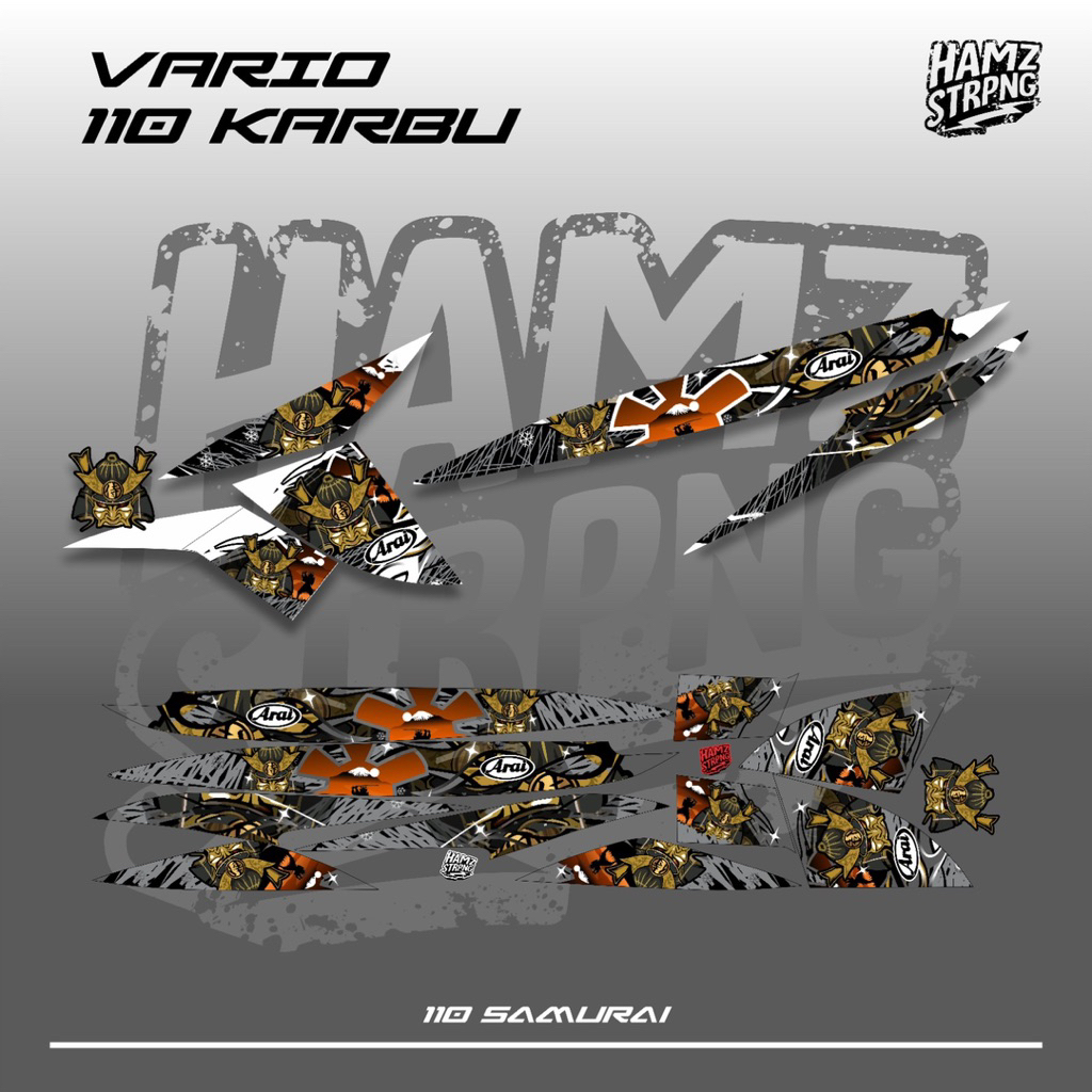 Striping Transparan Vario 110 Karbu Arai Samurai Livery Helm Custom Design