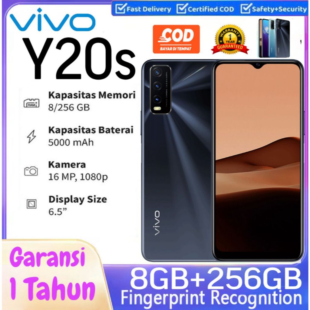 HP VIVO Y20S RAM 8/256GB AI Triple Camera Garansi 1 Tahun