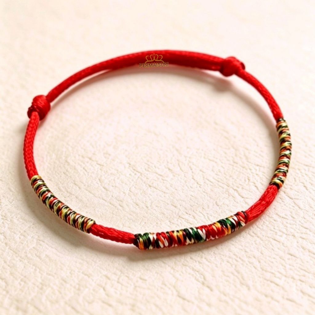 Tibetan Bracelet Red Colorful String Gelang Tibetan Merah Pancawarna