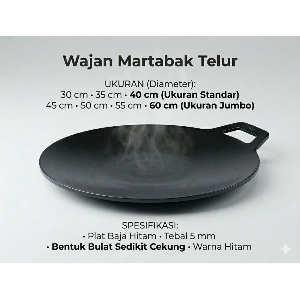 wajan martabak telor tebal ukuran 65cm / wajan hitam serbaguna tebal 5mm