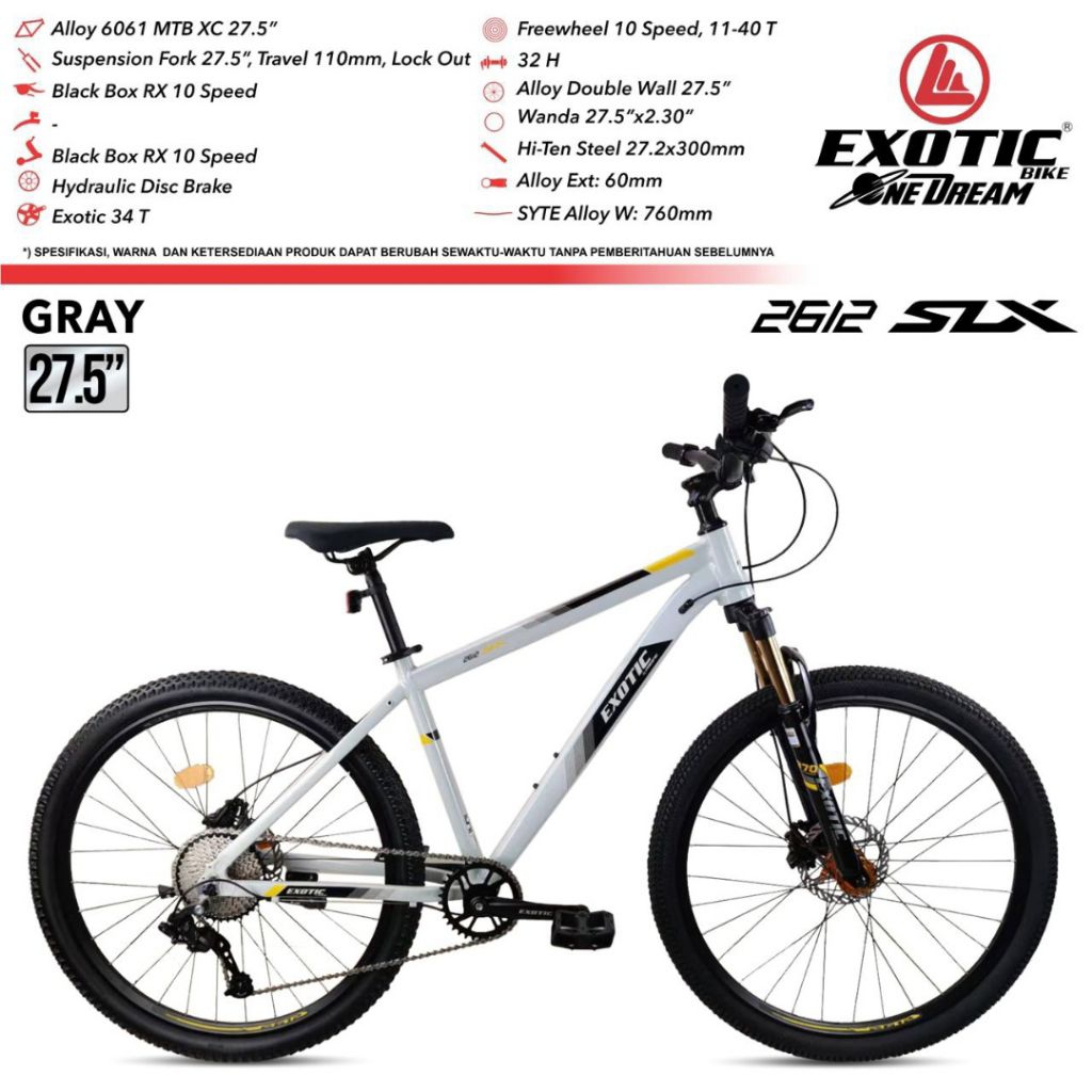 SEPEDA GUNUNG MTB DEWASA 27.5 INCH EXOTIC 2612 AH,2612 SLX & EVERGREEN RANGER
